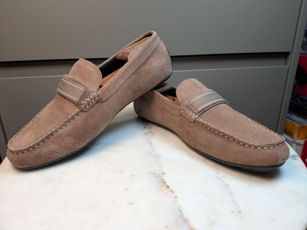 Calvin Klein Mens 9.5 Brown Suede Driving Loafers Cmoliver